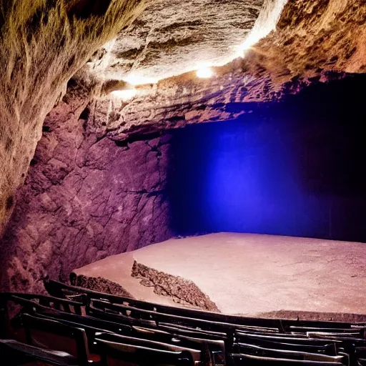 Image similar to an amphi-theatre set inside a dark cave