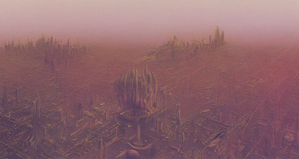 Prompt: view on futuristic city in the horizon, illustration by zdzisław beksinski, detailed, sharp, 8 k