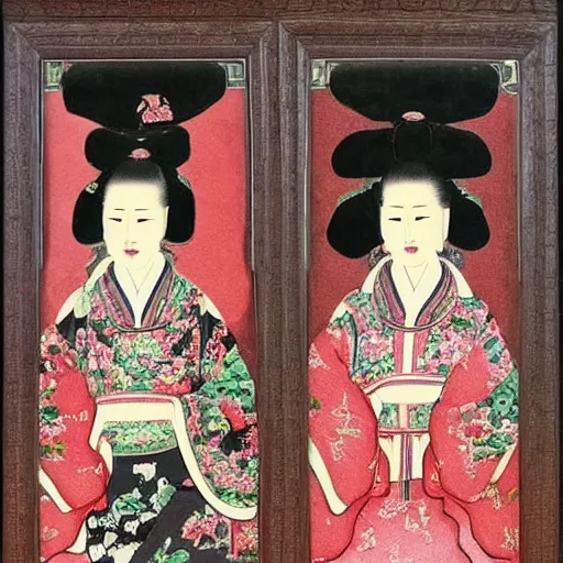 Prompt: chinese style portrait of ladies