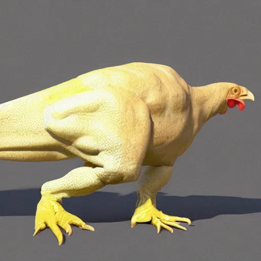 Image similar to A Chicken-Allosaurus crossbreed!!!!, illustrated by Antoine Verney-Carron and J. Lesaffre, trending on artstation, 4k, 8k, artstation 3d render, artstation 3d, artstation graphics, artstation lighting
