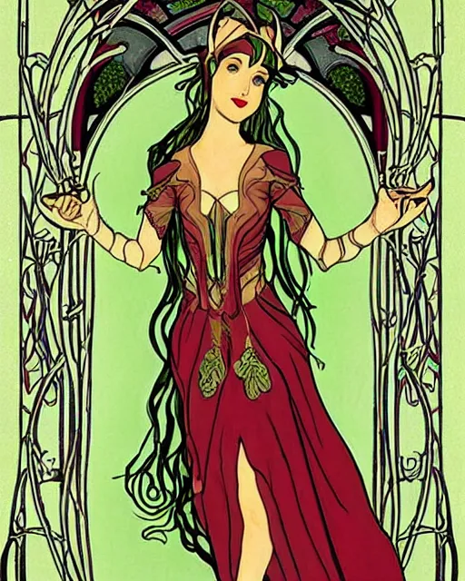 Prompt: an elf princess in art nouveau