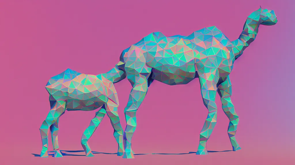 Image similar to vaporwave external complex polygon dromedary