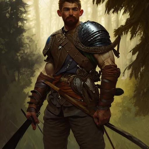 Prompt: portrait of a young rugged ranger, muscular, upper body, longsword, D&D, fantasy, intricate, cinematic lighting, highly detailed, digital painting, artstation, concept art, smooth, sharp focus, illustration, art by Artgerm and Greg Rutkowski and Alphonse Mucha