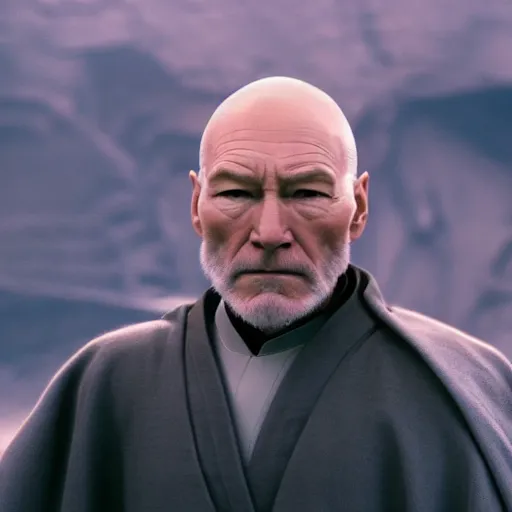 Image similar to Patrick Stewart as Obi-Wan Kenobi, 4k, UHD