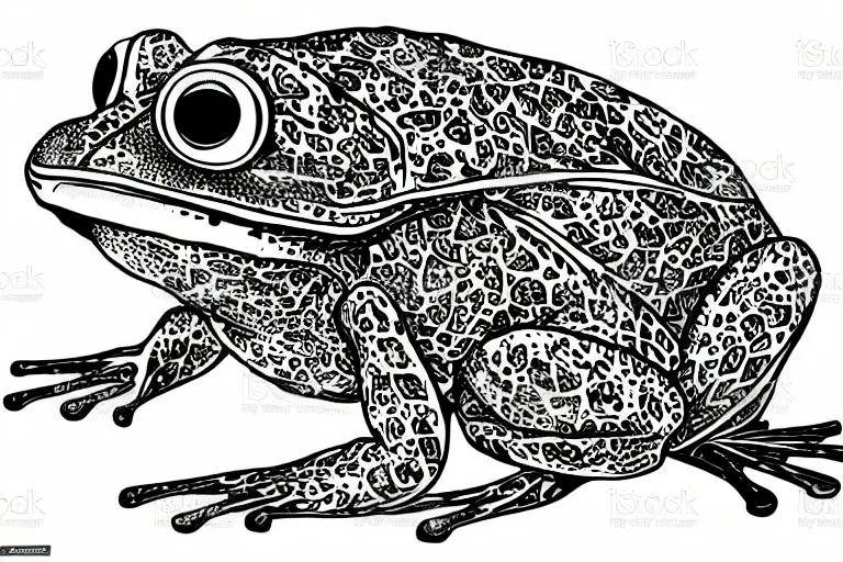 Image similar to beautiful frog, ornamental, fractal, ink draw, vector art