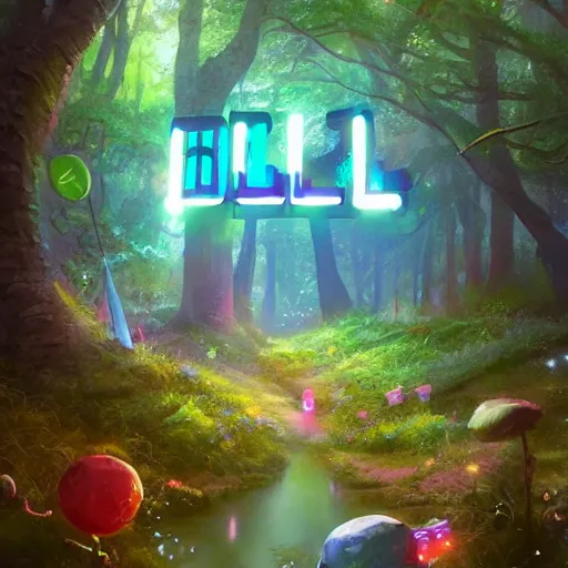 Image similar to a sign that says 'Hello World', fairy forest, by Beeple, RHADS, and Greg Rutkowski, trending on artstation, unreal engine, 4k, high quality render, digital art