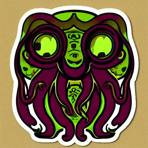 Prompt: sticker of cthulhu and tarsier mix