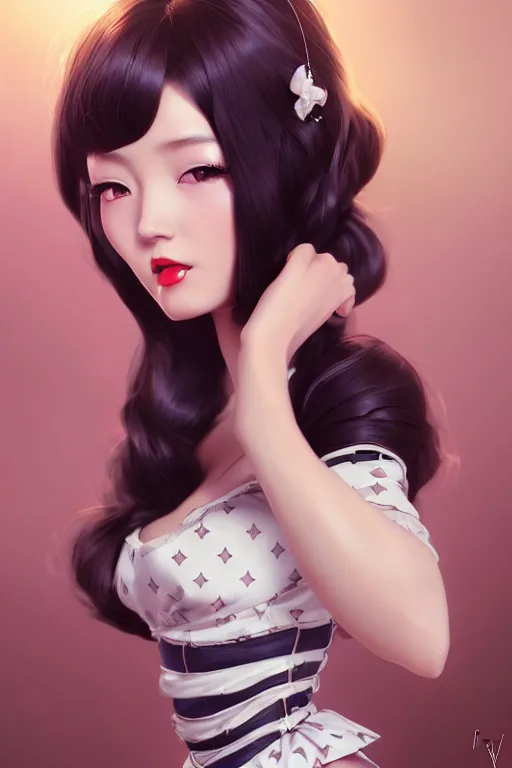 Image similar to a pin up and beautiful fashion charming dreamlke japan girl with lv jewelry, character art, art by artgerm lau and wlop and and ilya kuvshinov and john singer sargent, hyperdetailed, 8 k realistic, symmetrical, frostbite 3 engine, cryengine, dof, trending on artstation, digital art