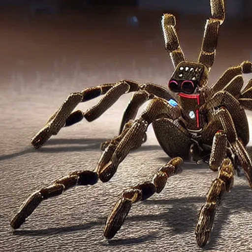 Prompt: an arachnoid robot killing people