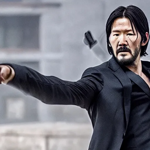 Image similar to movie still of Son Heung-Min as john wick in the movie john wick,