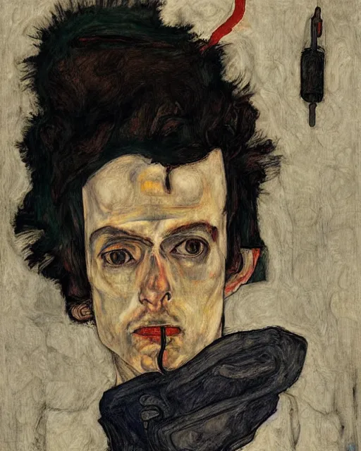 Prompt: portrait of a hacker by egon schiele in the style of greg rutkowski