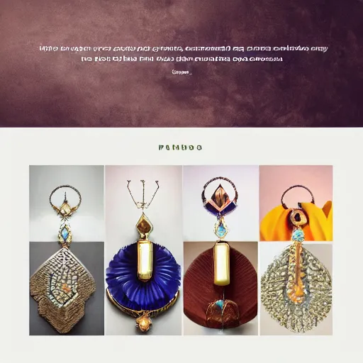 Image similar to landing page of a modern peruvian jewelry, web design, concept