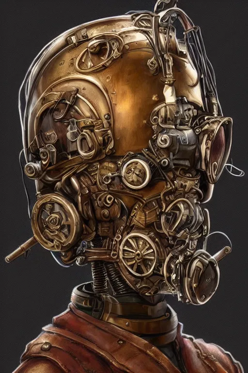 Image similar to steampunk helmet fantasy art mask robot ninja stylized digital illustration sharp focus, elegant intricate digital painting artstation concept art global illumination ray tracing advanced technology chaykin howard and campionpascale and cooke darwyn and davis jack