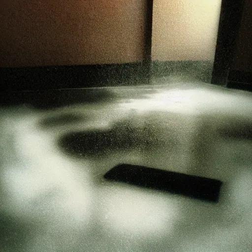 Prompt: Beautiful cameraphone 2000s, soft Photograph Store with water on the floor