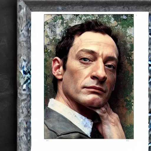 Image similar to portrait of jason isaacs, long shot, bouguereau, norman rockwell, mucha