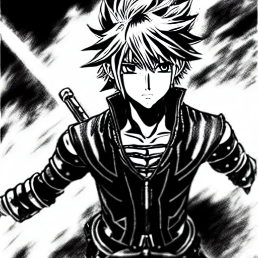 Image similar to Ezreal (league of legends, 2009), artwork by kentaro miura, Kentaro Miura style, Berserk Style, High details, cinematic composition, manga