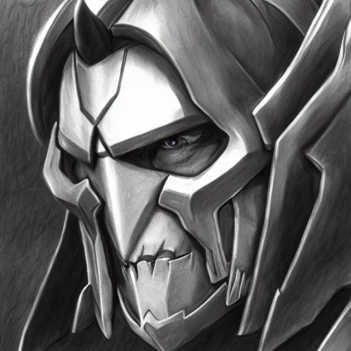 Prompt: reinhardt overwatch in the style of Diablo, highly detailed, pencil drawing, hyper realistic