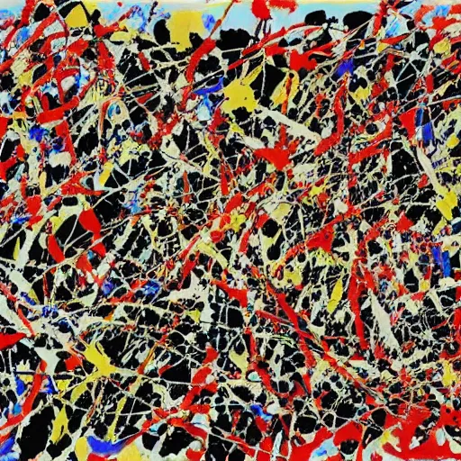 Image similar to jackson pollock painting, where is wally