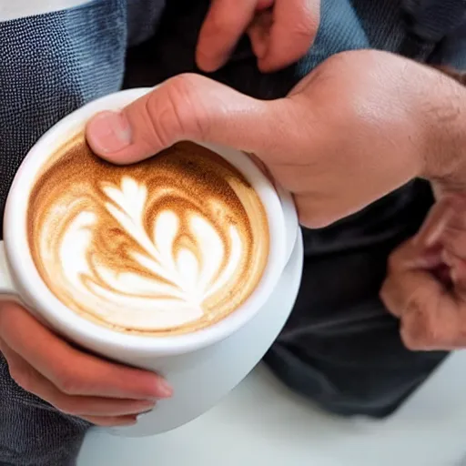 Prompt: a short middle eastern man makes a cappuccino