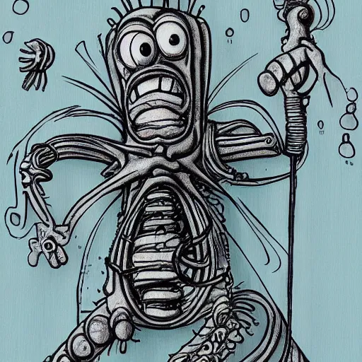 Prompt: Spongebob by Giger