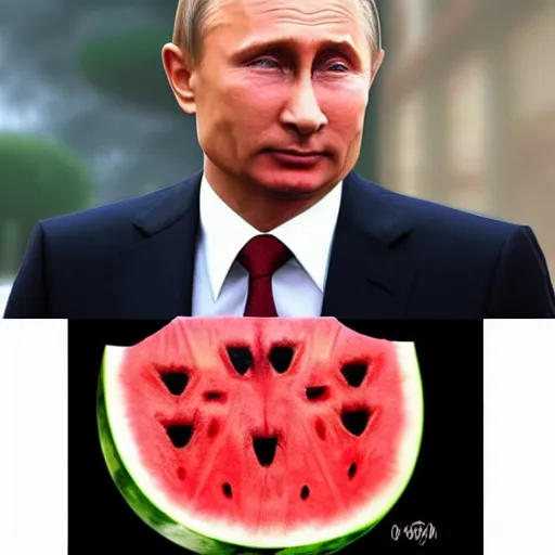 Image similar to watermelon head vladimir putin