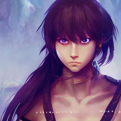 Image similar to a female warrior, character art portrait, anime key visual, official media, illustrated by wlop, extremely detailed, 8 k, trending on artstation, cinematic lighting, beautiful