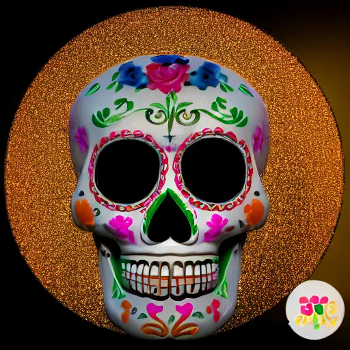 Image similar to spotlight studio photo of a sugar skull made of mercury, 8 k hd, 3 d