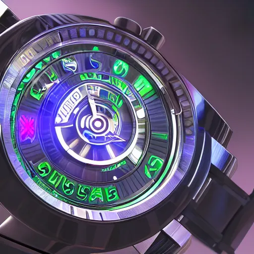 Prompt: Cyberpunk Rolex, hyperrealistic, in the style of Unreal Engine