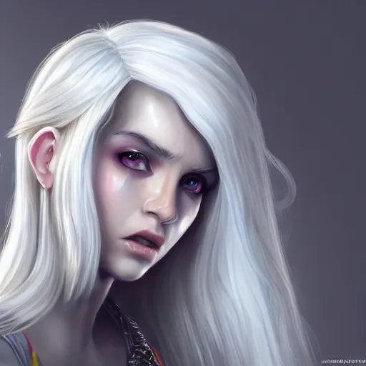 Image similar to a white hair girl, art by samdoesart, highly detailed, digital painting, concept art, sharp focus, illustration, trending on artstaion