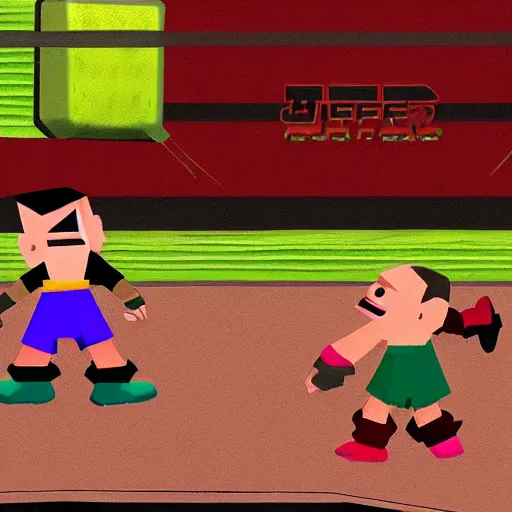 Image similar to character screenshot of ufc fighter sean o'malley in psychonauts, ps 2 platform game, dream world, sd video, cutscene, colorful hair, designed by scott campbell