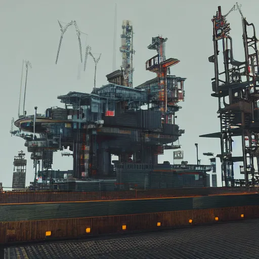 Image similar to cyberpunk oil rig