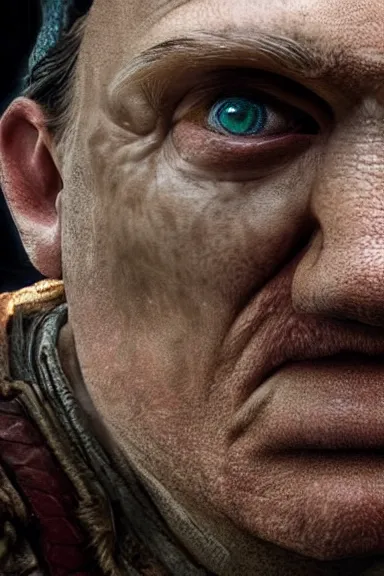 Prompt: very very intricate photorealistic photo of a realistic human version of toad from mario in an episode of game of thrones, photo is in focus with detailed atmospheric lighting, award - winning details