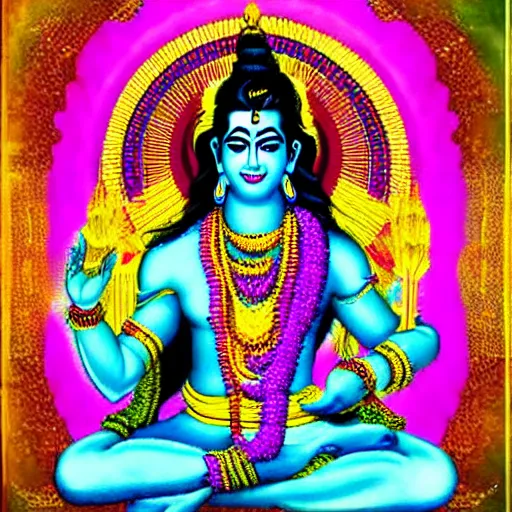 Image similar to lord Shiva in beast form colourful