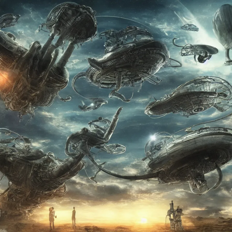 Image similar to realistic extremely detailed image of aliens and ufos ##Ufos## 8k masterpiece Ufos, vivid, japanese kanji everywhere, japanese kanji, kanji