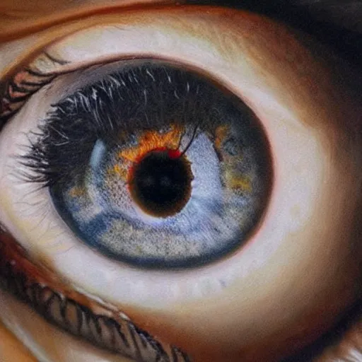 Image similar to a highly detailed photorealistic painting of a human eye