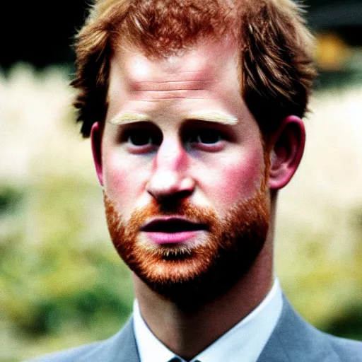 Prompt: color 35mm film still of Prince Harry, figure portrait