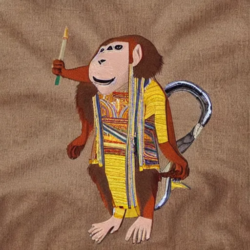 Image similar to monkey wearing pharaonic clothes clothes