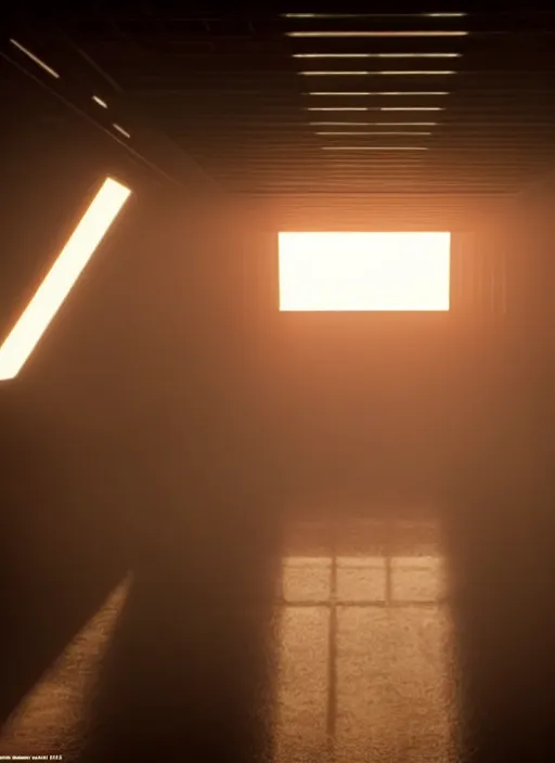 Image similar to a bright silhouette hovers above the ground inside of a hall. liminal, cozy, bladerunner 2 0 4 9 set design by alessandra querzola ( 1 9 8 8 )