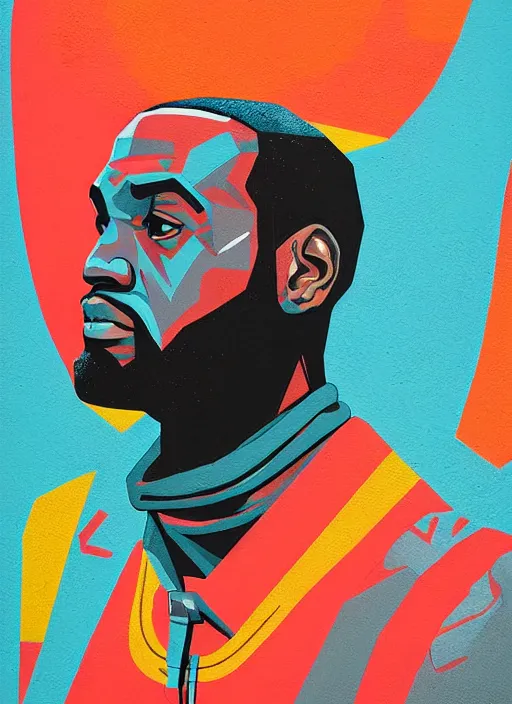 Image similar to symmetry!! portrait of lebron james by sachin teng, organic, cables, matte painting, geometric shapes, hard edges! graffiti, street art