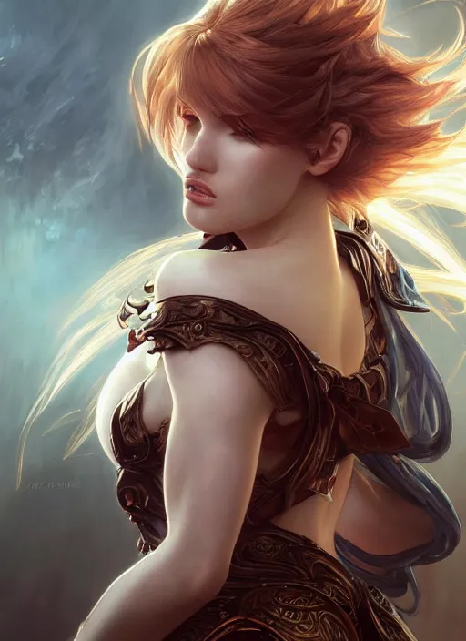 Image similar to ultra realistic illustration, bella thorne as diablo 3 angel anime, intricate, elegant, highly detailed, digital painting, artstation, concept art, smooth, sharp focus, illustration, art by artgerm and greg rutkowski and alphonse mucha and wlop