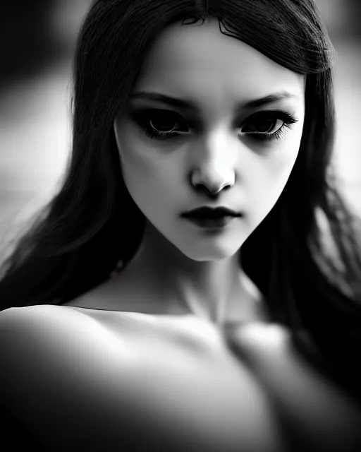 Prompt: black and white dreamy young beautiful female artificial intelligence, cinematic, rim light, bokeh, photo - realistic, elegant, high detail, 8 k, masterpiece, iris van herpin, yoji shinkawa, photo taken in 1 9 3 0