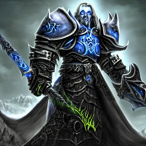 Prompt: arthas menethil has become the lich king world of Warcraft 3d