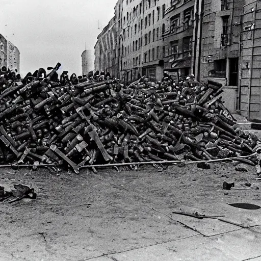 Image similar to Minions barricade themselves on Berlin preparing for the defense of the city against the soviets, Berlin's last stand, second world war, 1945, award winning, historical footage