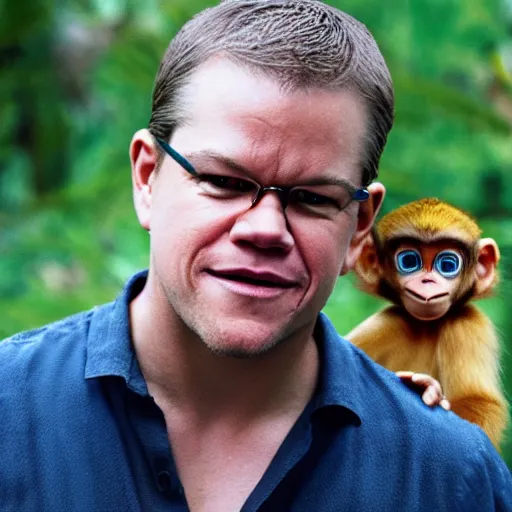 Image similar to matt damon as a monkey