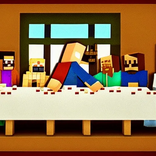 Image similar to the last supper, minecraft