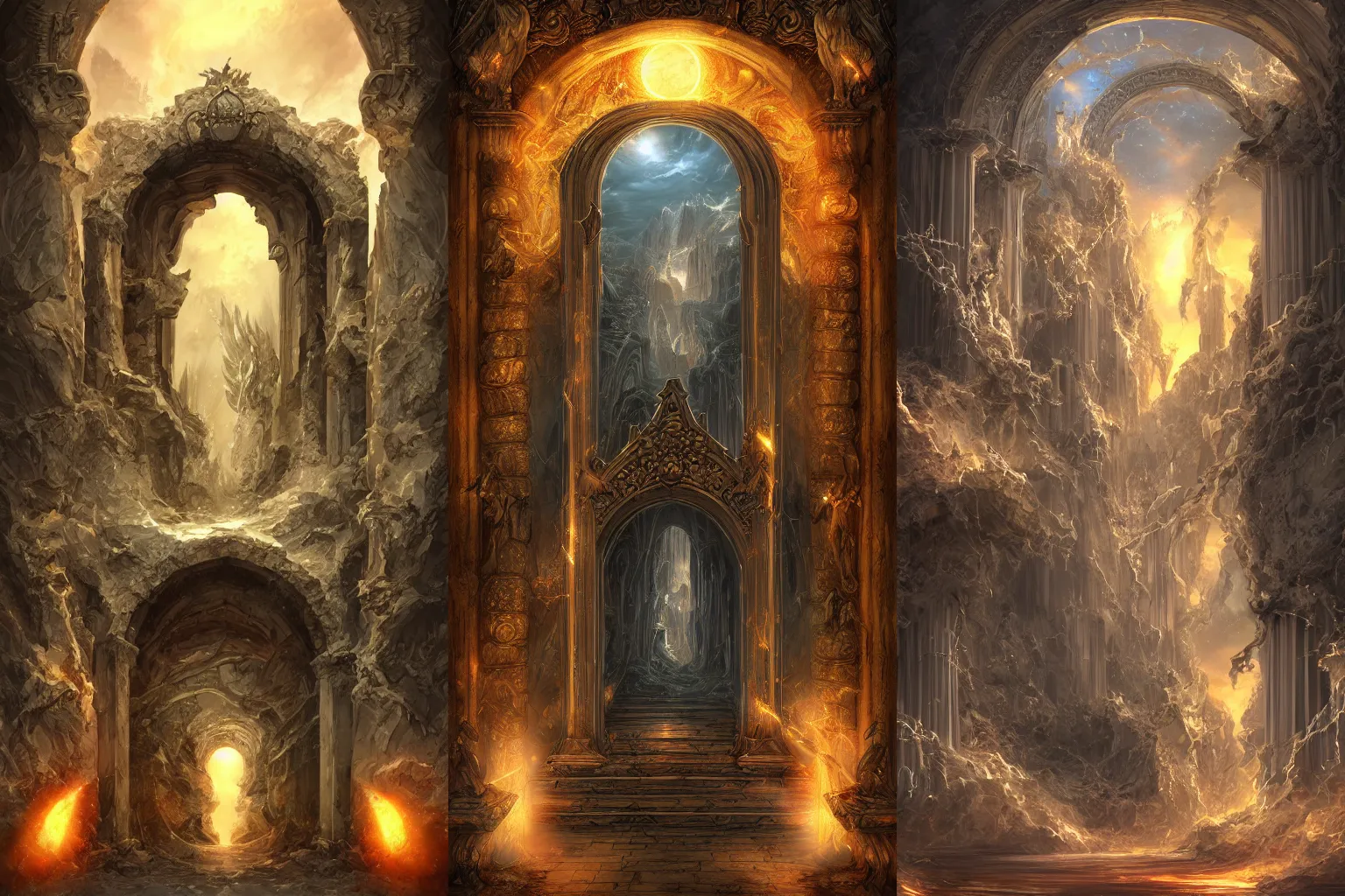 Prompt: the gate to the eternal kingdom of marble, fantasy, digital art, hd, detailed.
