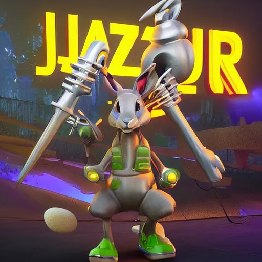 Image similar to jazz jackrabbit from epic games, video game artwork, high quality, 4 k, raytracing, rendered