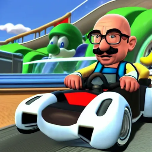 Image similar to Walter White in Mario Kart