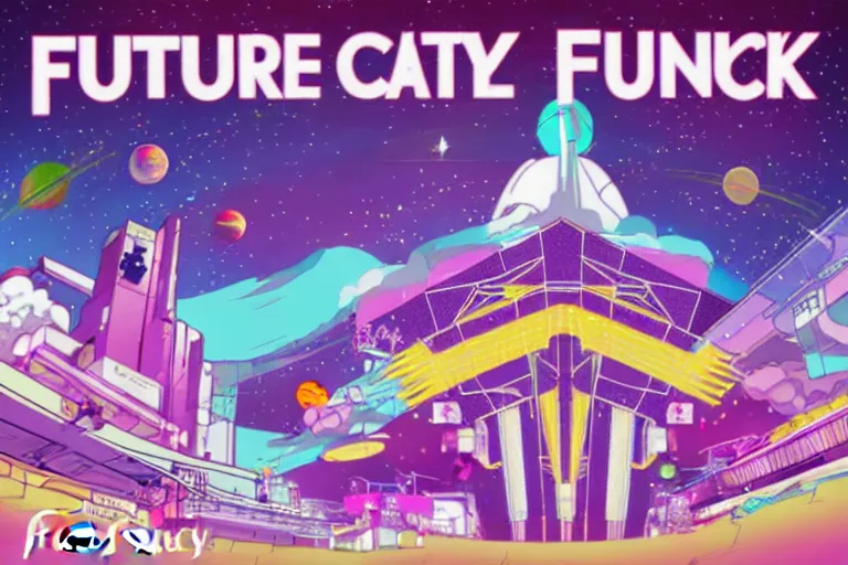 Image similar to future funk space city