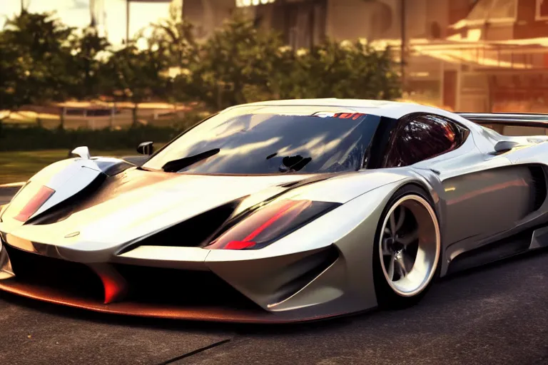 Image similar to photo wallpaper sport car gran turismo 7 forza horizon need for speed fast and furious 5 unreal engine supercar hypercar game concept car octane render, 4 khd 2 0 2 2 3 d cgi rtx style chrome reflexion global illumination ray tracing hdr arstation pixar and disney unreal